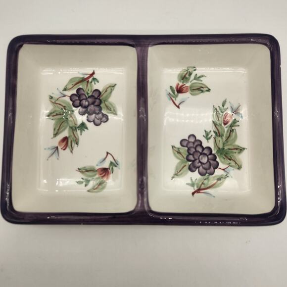 PFALTZGRAFF Grapevine 2 Part Rectangular‎ Divided Stoneware Server Discontinued - Picture 1 of 8